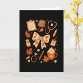 Dankbare Verpleegster Herfst Stethoscoop Coquette Kaart (Gele Bloem)