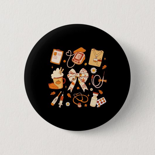 Dankbare Verpleegster Herfst Stethoscoop Coquette  Ronde Button 5,7 Cm (Voorkant)