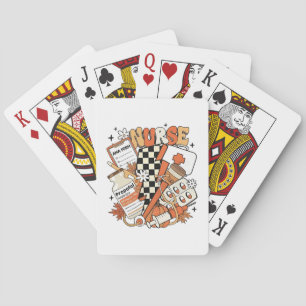 Dankbare Verpleegster Leven Kalkoen Schattig Dankd Pokerkaarten