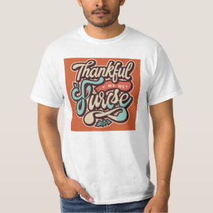 Dankbare verpleegster retro groovy Thanksgiving T-shirt