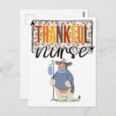 Dankbare verpleegster voor thanksgiving schattige  briefkaart (Voorkant / Achterkant)
