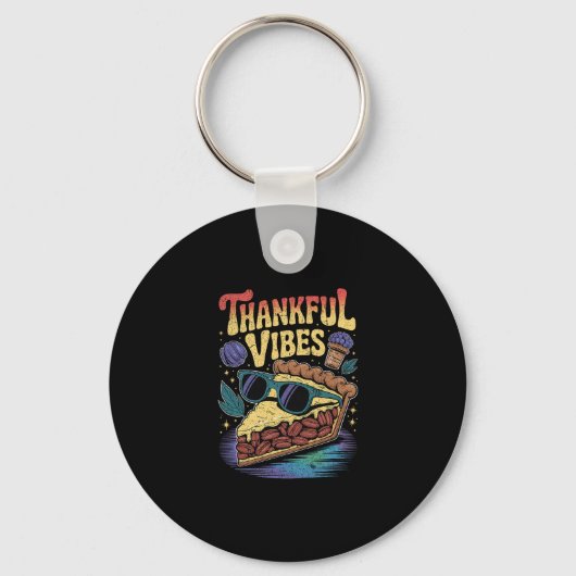 Dankbare Vibes Cool Pecan Pie Zonnebrillen Thanksg Sleutelhanger (Voorkant)