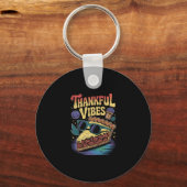 Dankbare Vibes Cool Pecan Pie Zonnebrillen Thanksg Sleutelhanger (Voorkant)