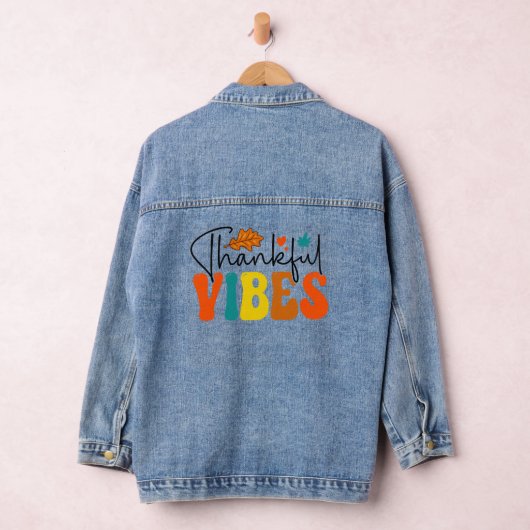 Dankbare Vibes Herfst Herfst Thanksgiving Denim Jacket (Hangar)
