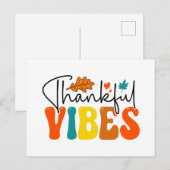 Dankbare Vibes Herfst Herfst Thanksgiving Feestdagenkaart (Voorkant / Achterkant)