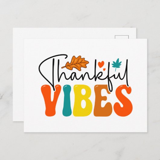 Dankbare Vibes Herfst Herfst Thanksgiving Feestdagenkaart (Voorkant / Achterkant)
