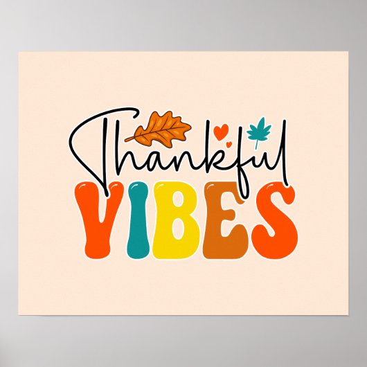 Dankbare Vibes Herfst Herfst Thanksgiving Poster (Voorkant)