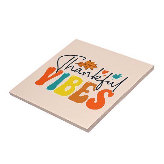 Dankbare Vibes Herfst Herfst Thanksgiving Tegeltje (Zijkant)