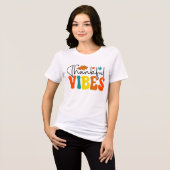 Dankbare Vibes Herfst Herfst Thanksgiving Tri-Blend Shirt (Voorkant volledig)