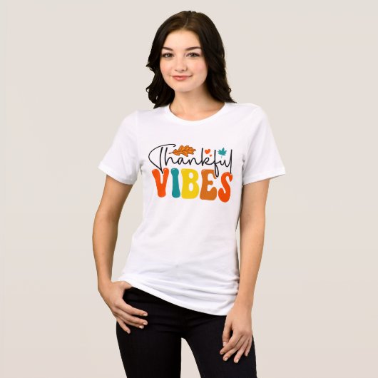 Dankbare Vibes Herfst Herfst Thanksgiving Tri-Blend Shirt (Voorkant volledig)
