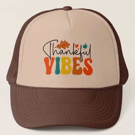 Dankbare Vibes Herfst Herfst Thanksgiving Trucker Pet (Voorkant)