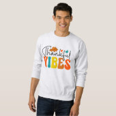 Dankbare Vibes Herfst Herfst Thanksgiving Trui (Voorkant volledig)