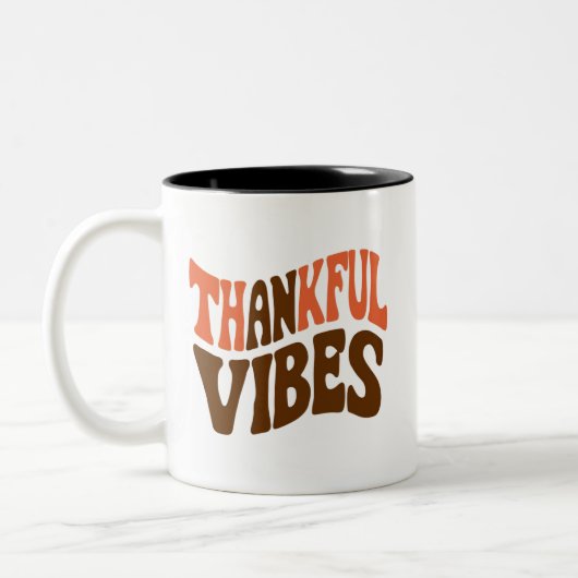 Dankbare Vibes Thanksgiving Dankbaar Tweekleurige Koffiemok (Links)