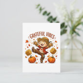 Dankbare Vibes Vogelverschrikker Herfst Briefkaart (Staand voorkant)