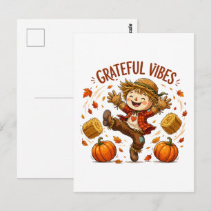 Dankbare Vibes Vogelverschrikker Herfst Briefkaart