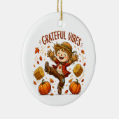 Dankbare Vibes Vogelverschrikker Herfst Keramisch Ornament (Rechts)