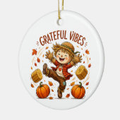 Dankbare Vibes Vogelverschrikker Herfst Keramisch Ornament (Links)