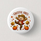 Dankbare Vibes Vogelverschrikker Herfst Ronde Button 3,2 Cm (Voorkant)