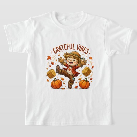 Dankbare Vibes Vogelverschrikker Herfst T-shirt (Laagn)