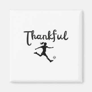 Dankbare Voetbalspeler Meisje Thanksgiving Footlle Magneet