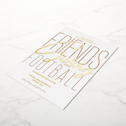 Dankbare Vriendschap Football Thanksgiving Partij Folie Uitnodiging (Gedraaid)
