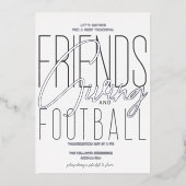 Dankbare Vriendschap Football Thanksgiving Partij Folie Uitnodiging (Voorkant)