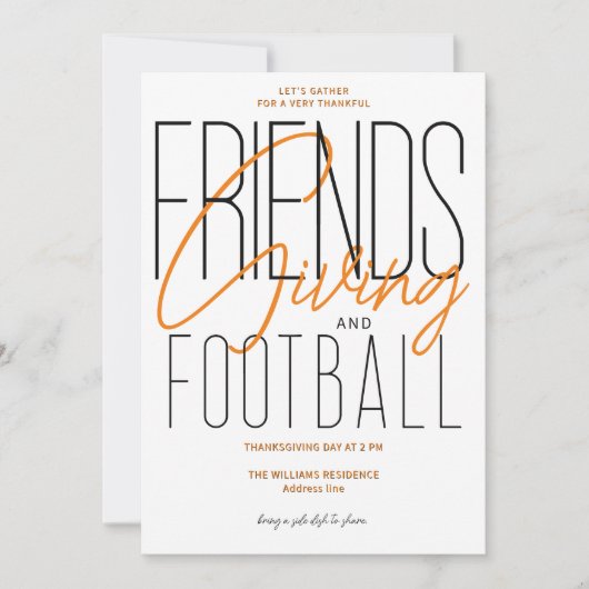 Dankbare Vriendschap Football Thanksgiving Partij Kaart (Voorkant)