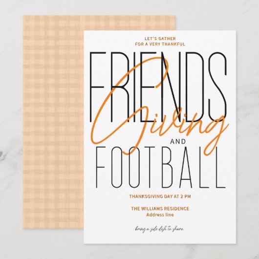 Dankbare Vriendschap Football Thanksgiving Partij Kaart (Voorkant / Achterkant)