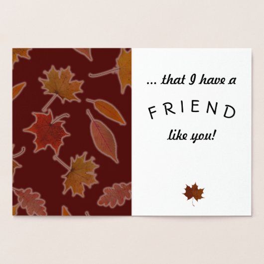 Dankbare Vriendschap Herfst verlaat aangepaste tek Folie Kaarten (Binnen)