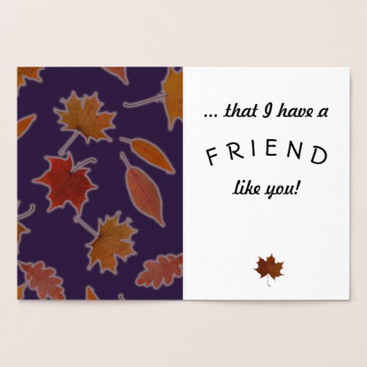 Dankbare Vriendschap Herfst verlaat aangepaste tek Folie Kaarten (Binnen)