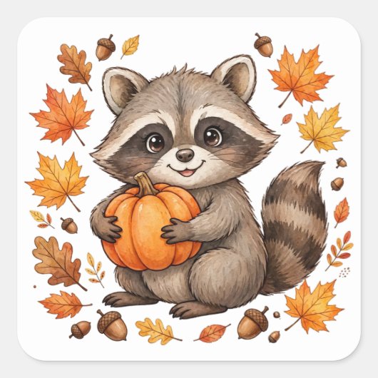 Dankbare Wasbeer Pompoen Thanksgiving Sticker (Voorkant)