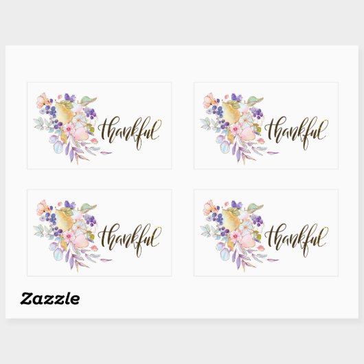 Dankbare Waterverf Bloemen Thanksgiving Rechthoekige Sticker (Vel)