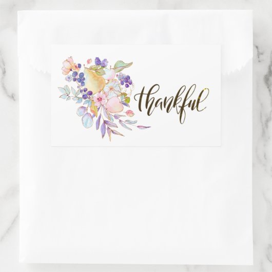 Dankbare Waterverf Bloemen Thanksgiving Rechthoekige Sticker (Tas)