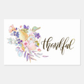 Dankbare Waterverf Bloemen Thanksgiving Rechthoekige Sticker (Voorkant)