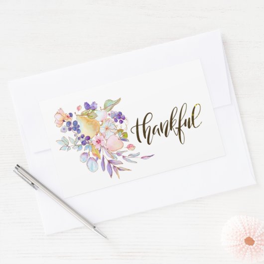 Dankbare Waterverf Bloemen Thanksgiving Rechthoekige Sticker (Envelop)