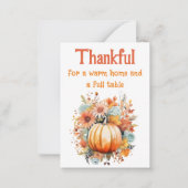 Dankbare waterverf Bloemenpompoen Thanksgiving Notitiekaartje (Voorkant)