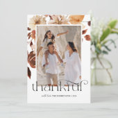 Dankbare Waterverf Herfst laat Thanksgiving Foto Feestdagenkaart (Staand voorkant)