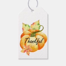 Dankbare Waterverf Pompoen Thanksgiving  Cadeaulabel