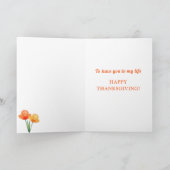 Dankbare Wildflowers Thanksgiving Sinaasappel Feestdagen Kaart (Binnen)