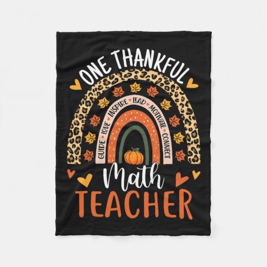 Dankbare Wiskunde Leraar Leuke Thanksgiving Regenb Fleece Deken (Voorkant)
