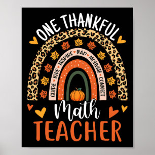 Dankbare Wiskunde Leraar Leuke Thanksgiving Regenb Poster
