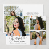 Dankbare Witte Multi Foto Afstudeerkaart Aankondiging (Voorkant / Achterkant)