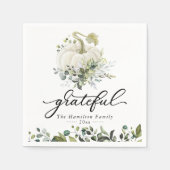 Dankbare Witte Pompoen Groene Thanksgiving Servet (Voorkant)