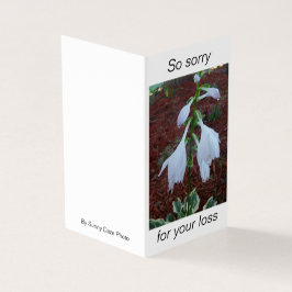Dankbare witte Sun Hosta bloemen op een condoleanc Kaart