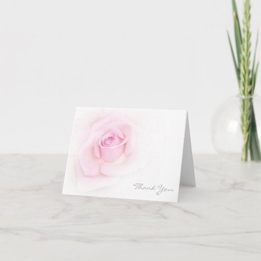 Dankbetuiging Delicate Roze Roos Bedankkaart (Voorkant)