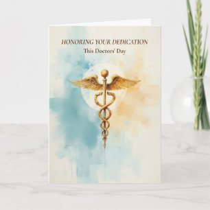 Dankbetuiging Doktersdag Gouden Medisch Symbool Kaart