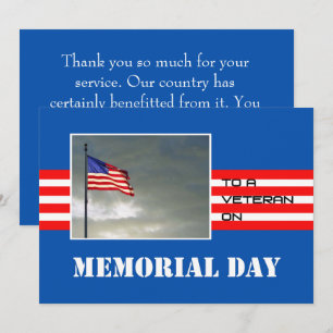 Dankbetuiging op Memorial Day aan een Veteraan Kaart