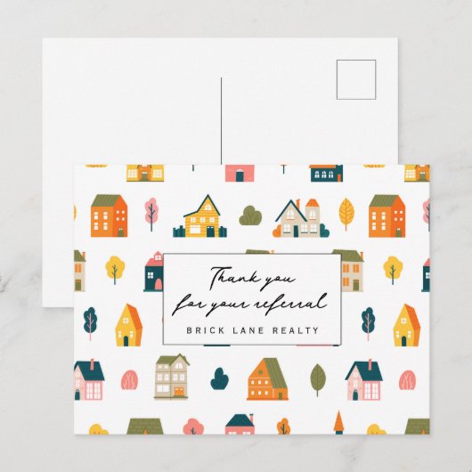 Dankbetuigingshuizen voor vastgoedreferral briefkaart (Voorkant / Achterkant)