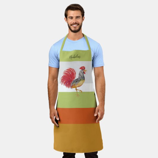 Dankdag Aquarel Haan Gepersonaliseerd Schort (Gedragen)