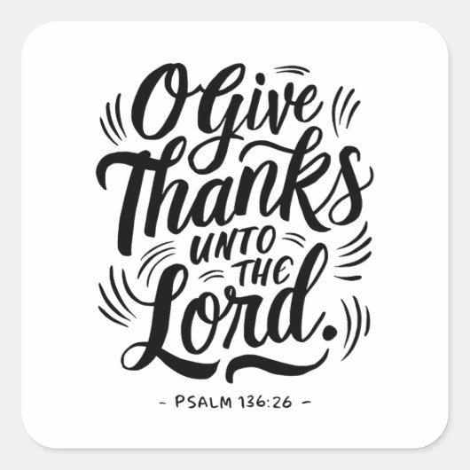 Dankdag Bijbelvers: Psalm 136:26 Vierkante Sticker (Voorkant)